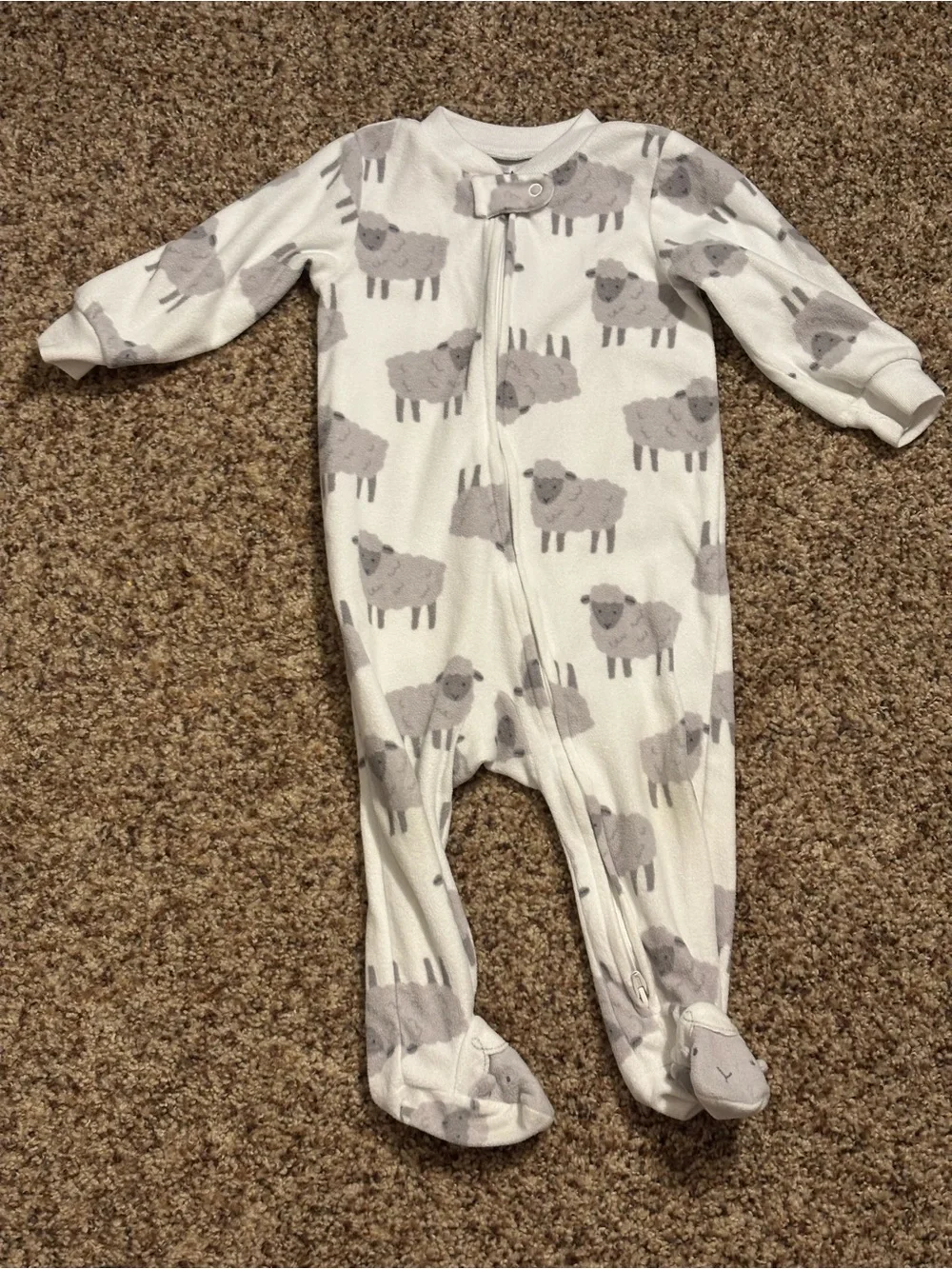 Carter's White & Light Gray Sheep Print Footed Sleepers - 2 Pack